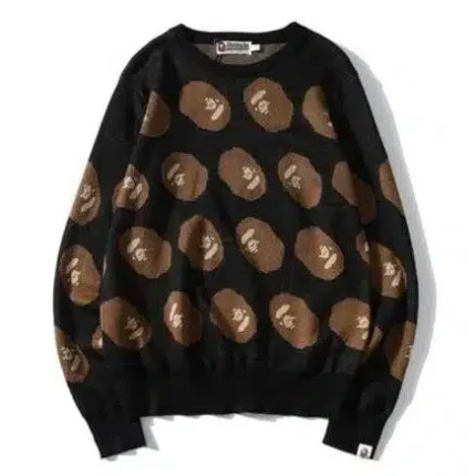 Bathing Ape Bape Head Printed Casual Sweater