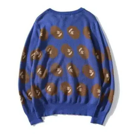 Bathing Ape Bape Head Printed Casual Sweater