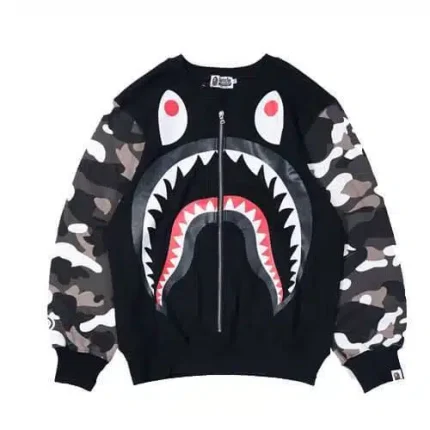BAPE Color Camo Metal Zip Shark Head Sweater