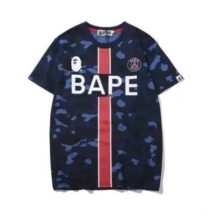 BAPE Letter Red Vertical Bar Strong Printed Tee