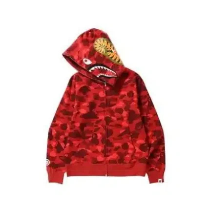Bape Red Camo Shark Hoodie