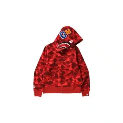 Bape Red Camo Shark Hoodie