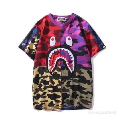 BAPE Shark Multi-layer Stitching Strong Printed Tee