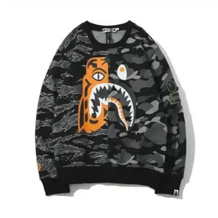 Bape x Half Tiger Shark Printed Camo Sweater